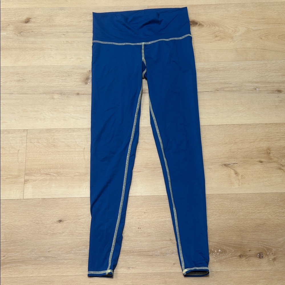 Teeki Blue Leggings with Gray Trim